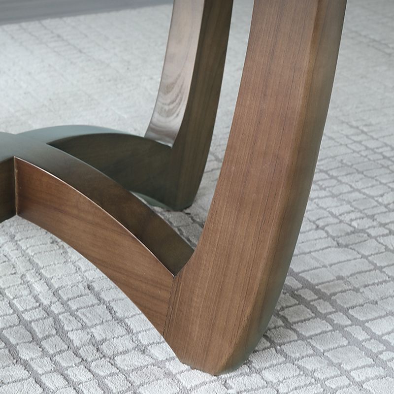 Meubles de plateau à manger en bois massif marron avec base de piédestal pour la maison