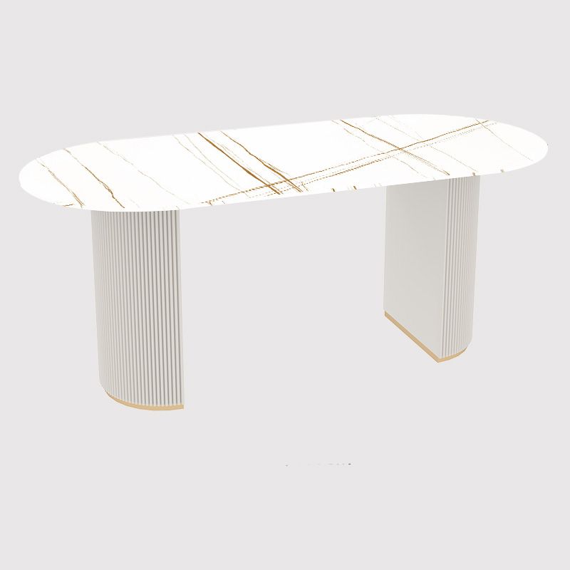 Oval Stone Top Dining Table Modern White Base Dining Table for Living Room Clearhalo 'Dining Tables & Seating' 'Dining Tables' 'dining_table' 'furn' 'furn_dining_table' 'Furniture' 'furniture_dining_table' 'Kitchen & Dining Furniture' 'kitchen' 'kitchen_dining_table' 1200x1200_9328c9a3-8a0f-4f3e-99e6-5a92a050140f