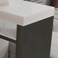Industrial Counter Height Set 1/2/3 Pcs Stone and Leather Bar Table with Backless Stools