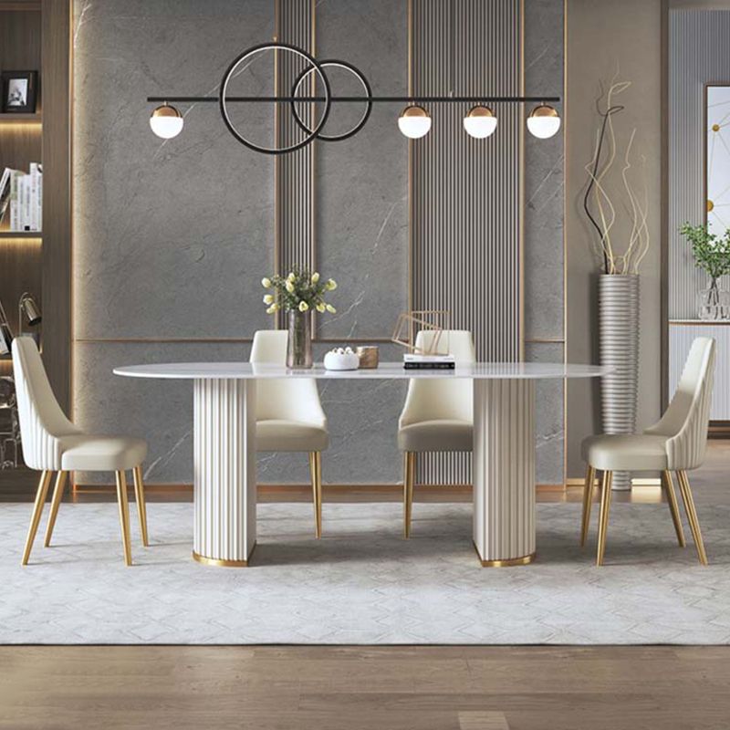 Traditional Luxury Oval Dining Table Sintered Stone Table with Double Pedestal Base Clearhalo ' dining_table' 'Dining Tables & Seating' 'Dining Tables' 'furn' 'furn_dining_table' 'Furniture' 'furniture_dining_table' 'Kitchen & Dining Furniture' 'kitchen&dining_furn' 'kitchen' 'kitchen_dining_table' 1200x1200_932acbed-b2cc-4121-8cd3-7eff068bfb49