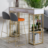 Marble Bar Table with Rectangle Table Top Double Pedestal Table - 41.3" H Clearhalo 'Bar Furniture' 'Bar Tables' 'bar_tables' 'furn' 'furn_bar_tables' 'Furniture' 'furniture_bar_tables' 'Kitchen & Dining Furniture' 1200x1200_932bb88a-b7ae-4f90-9449-956cce9ec3f2