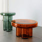 Contemporary Round Side Table Pedestal Clear Glass End Table