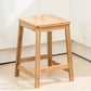 Contemporary Wood Stool Backrest Backless Bamboo Counter Stool with 4 Legs