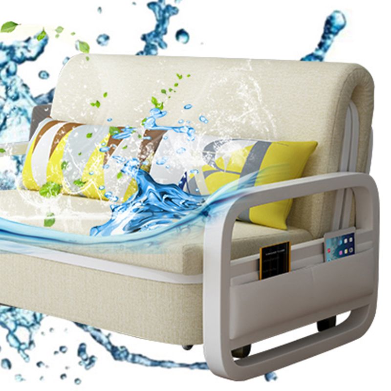 Contemporary Square Arm Convertible Cotton Blend Bed Sofa Couch in Grey Clearhalo 'furn' 'furn_sofas' 'Furniture' 'Living Room Furniture' 'Sofa' 'sofas' 1200x1200_9334419b-8c3c-4952-87e1-faf2228ad5c7