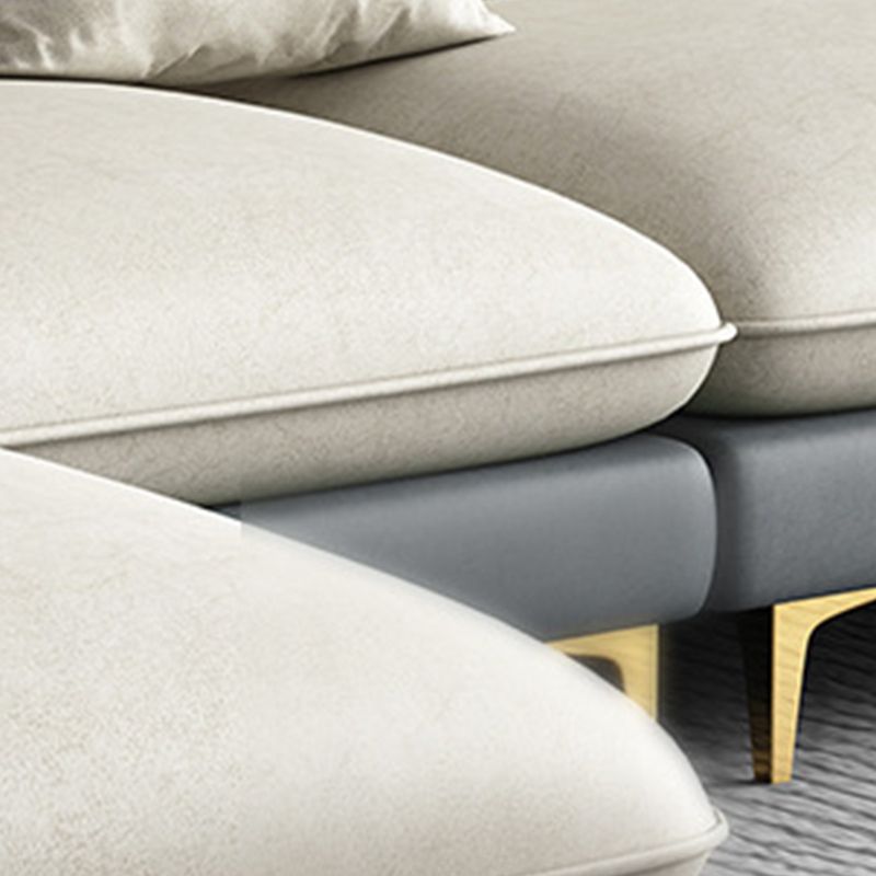 Sectional de almohada de cuero falso con chaise con brazo inclinado seccional