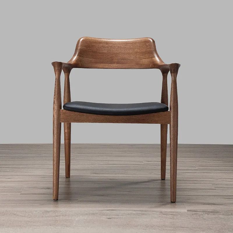 Solid Wood Side Dining Chair Open Back PU Leather Arm Chair for Home Clearhalo 'Dining Chairs' 'Dining Tables & Seating' 'dining_chair' 'furn' 'furn_dining_chair' 'Furniture' 'Kitchen & Dining Furniture' 1200x1200_9335e957-6117-4de9-aeee-7c0f0d95fd56