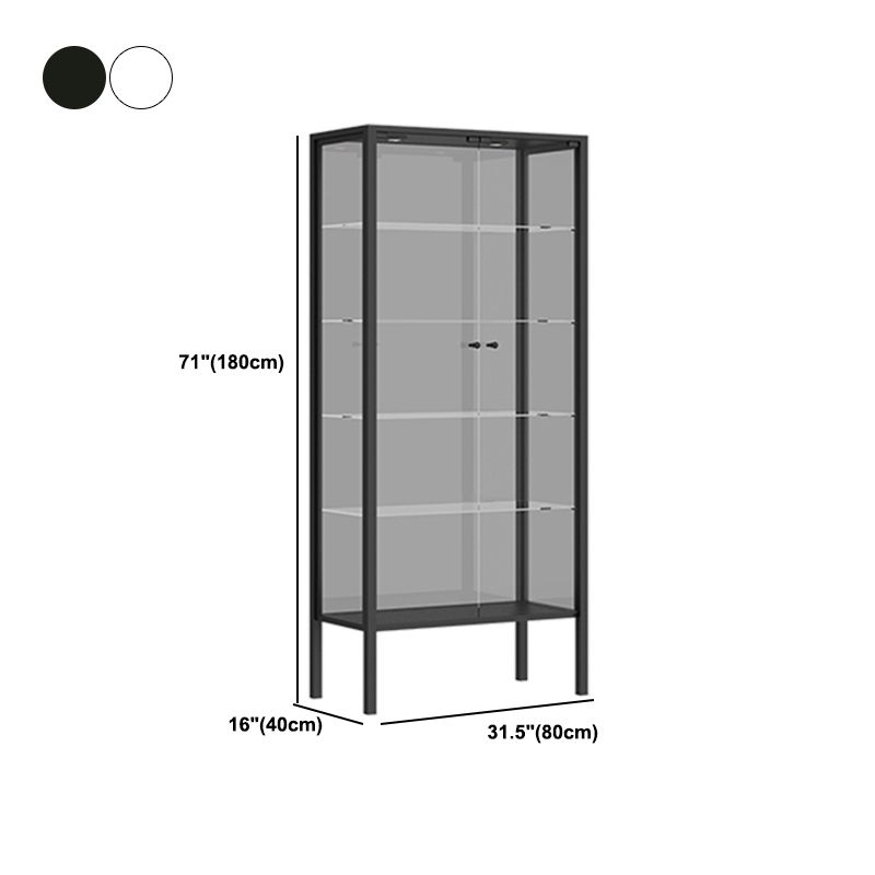 Modern Metal Curio Cabinet Glass Doors with Lighting, 31"L X 16"W Clearhalo 'Display & China Cabinets' 'display_china_cabinets' 'furn' 'furn_display_china_cabinets' 'Furniture' 'Kitchen & Dining Furniture' 1200x1200_933698c4-53fd-49ca-b42f-df32aaa63c35