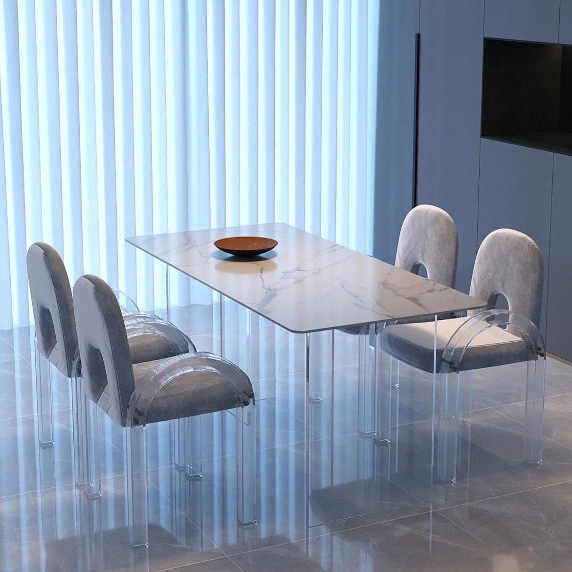 Juego de comedor moderno, mesa de comedor rectangular de piedra de 1/5 piezas para comedor y cocina