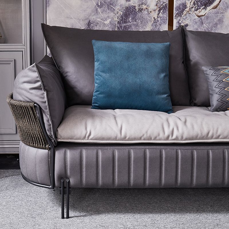 Ultra-Modern Faux Leather Square Arm Sofa with Loose Back Stain Resistant Standard Sofa Clearhalo 'furn' 'furn_sofas' 'Furniture' 'furniture_sofas' 'kitchen' 'kitchen_sofas' 'Living Room Furniture' 'Sofa' 'sofas' 1200x1200_9337e488-4456-4c0c-9400-3efac18f605d