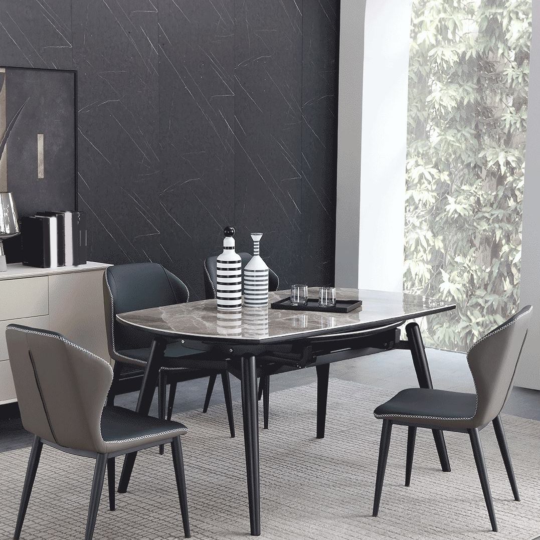 Modern Gray Sintered Stone Dining Table Set 1/4/5/7 Pieces Dining Set for Home Use Clearhalo 'Dining Room Sets' 'Dining Tables & Seating' 'dining_room_set' 'furn' 'furn_dining_room_set' 'Furniture' 'Kitchen & Dining Furniture' 1200x1200_9337f1bb-c85d-490a-9922-dab3f59e51e1