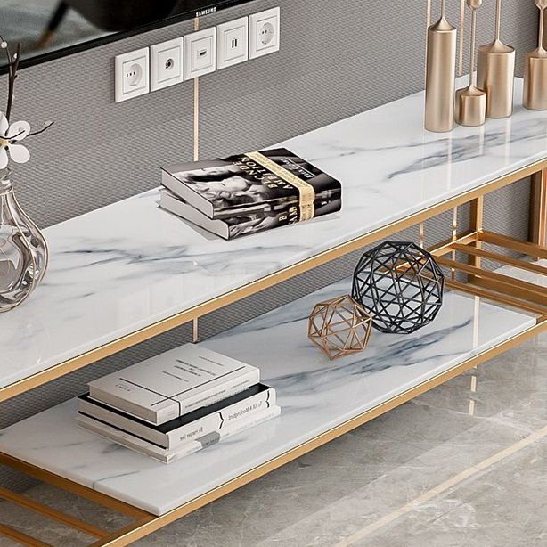 17.72 "H TV Stand Open Rangement Glam Style Console TV avec 2 étagères pour le salon