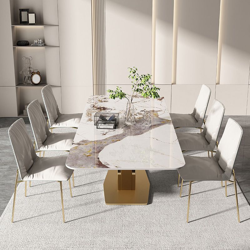 Designer Style 1/4/5/7/9 Pieces Rectangle Dining Set Sintered Stone Top Dinette Table Set Clearhalo 'Dining Room Sets' 'Dining Tables & Seating' 'dining_room_set' 'furn' 'furn_dining_room_set' 'Furniture' 'Kitchen & Dining Furniture' 1200x1200_934057ac-652c-476e-af1f-f1fce1652896