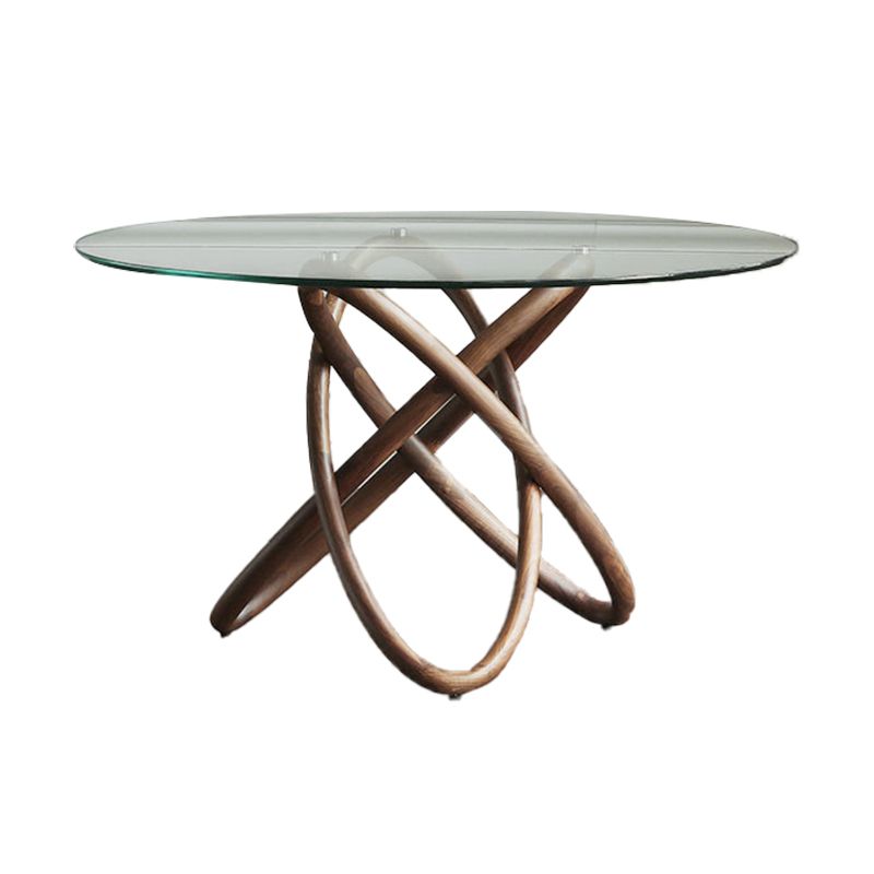 Modern Round Glass Clear Top Dining Table with Single Pedestal Clearhalo 'Dining Tables & Seating' 'Dining Tables' 'dining_table' 'furn' 'furn_dining_table' 'Furniture' 'Kitchen & Dining Furniture' 1200x1200_934140ee-7bff-4b23-9bd5-f791081c7f9b