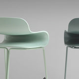 Contemporary Plastic Bar Stool Low Back Stool with Metal Base for Living Room