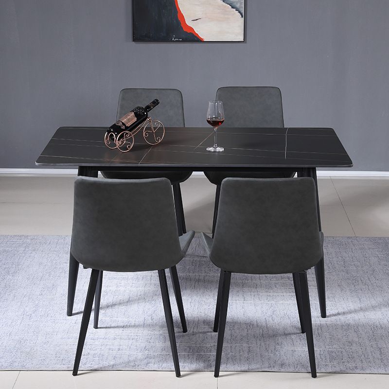 Mesa de comedor rectangular de mármol negro moderno para cocina