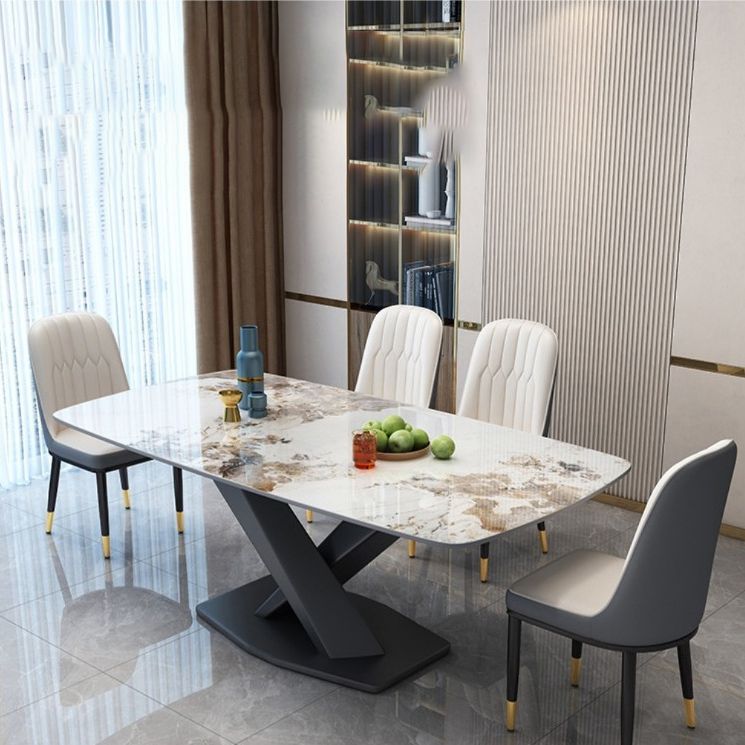 Industrial Dining Room Table Stone Rectangle Dinette Table for Dining Room Clearhalo 'Dining Tables & Seating' 'Dining Tables' 'dining_table' 'furn' 'furn_dining_table' 'Furniture' 'Kitchen & Dining Furniture' 1200x1200_9342114c-4390-49b4-a9cb-8585416c868a
