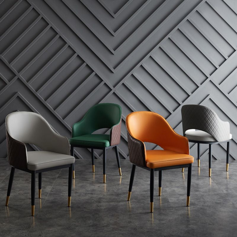 Silla de comedor de espalda abierta sillas laterales de comedor de cuero moderno