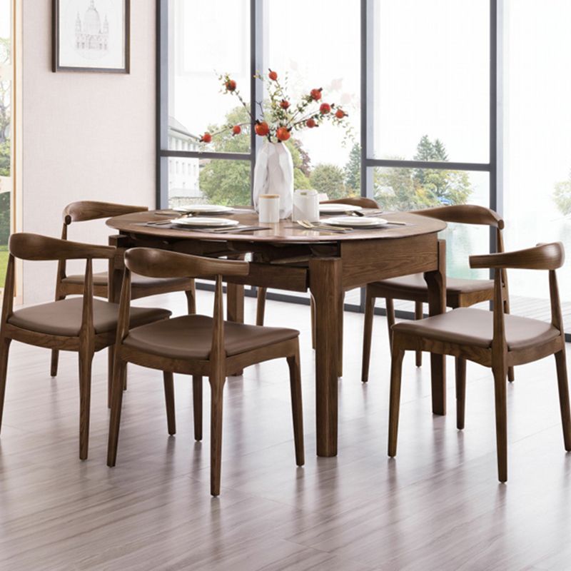 Modern Style Brown Dining Table Round Solid Wood Dining Table with 4 Legs Clearhalo ' dining_table' 'Dining Tables & Seating' 'Dining Tables' 'furn' 'furn_dining_table' 'Furniture' 'furniture_dining_table' 'Kitchen & Dining Furniture' 'kitchen&dining_furn' 'kitchen' 'kitchen_dining_table' 1200x1200_934241fa-17dc-4b15-bdc6-8d4522e7574b