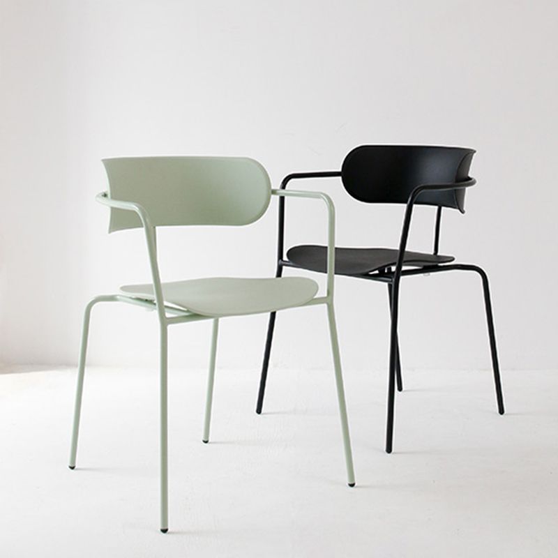 Industrial Style Kitchen Dining Chairs Dining Stackable Arm Chairs with Metal Legs (Set of 4) Clearhalo ' kitchen&dining_furn' 'Dining Chairs' 'Dining Tables & Seating' 'dining_chair' 'furn' 'furn_dining_chair' 'Furniture' 'furniture_dining_chair' 'Kitchen & Dining Furniture' 'kitchen' 1200x1200_9348d054-9de5-4e43-b043-491d0ba18c8f