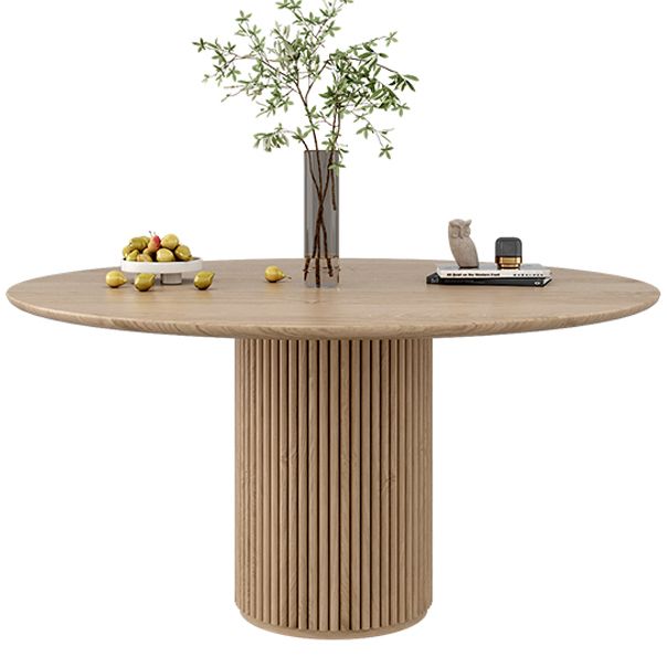 Round Pedestal Casual Dining Table Wood Color Fixed Table with Pinewood Solid Wood Clearhalo ' dining_table' 'Dining Tables & Seating' 'Dining Tables' 'furn' 'furn_dining_table' 'Furniture' 'furniture_dining_table' 'Kitchen & Dining Furniture' 'kitchen&dining_furn' 'kitchen' 'kitchen_dining_table' 1200x1200_9349b13b-1907-420b-bccf-0af4c4d57f4e