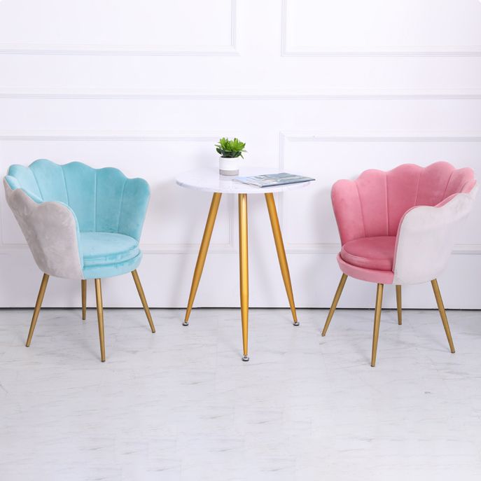 Scandinavian Style Metal Dining Chair Home Armless Cushion Crown Top Back Single Chair Clearhalo ' kitchen&dining_furn' 'Dining Chairs' 'Dining Tables & Seating' 'dining_chair' 'furn' 'furn_dining_chair' 'Furniture' 'furniture_dining_chair' 'Kitchen & Dining Furniture' 'kitchen' 1200x1200_9349e3dd-5422-4961-affd-b367235057cf
