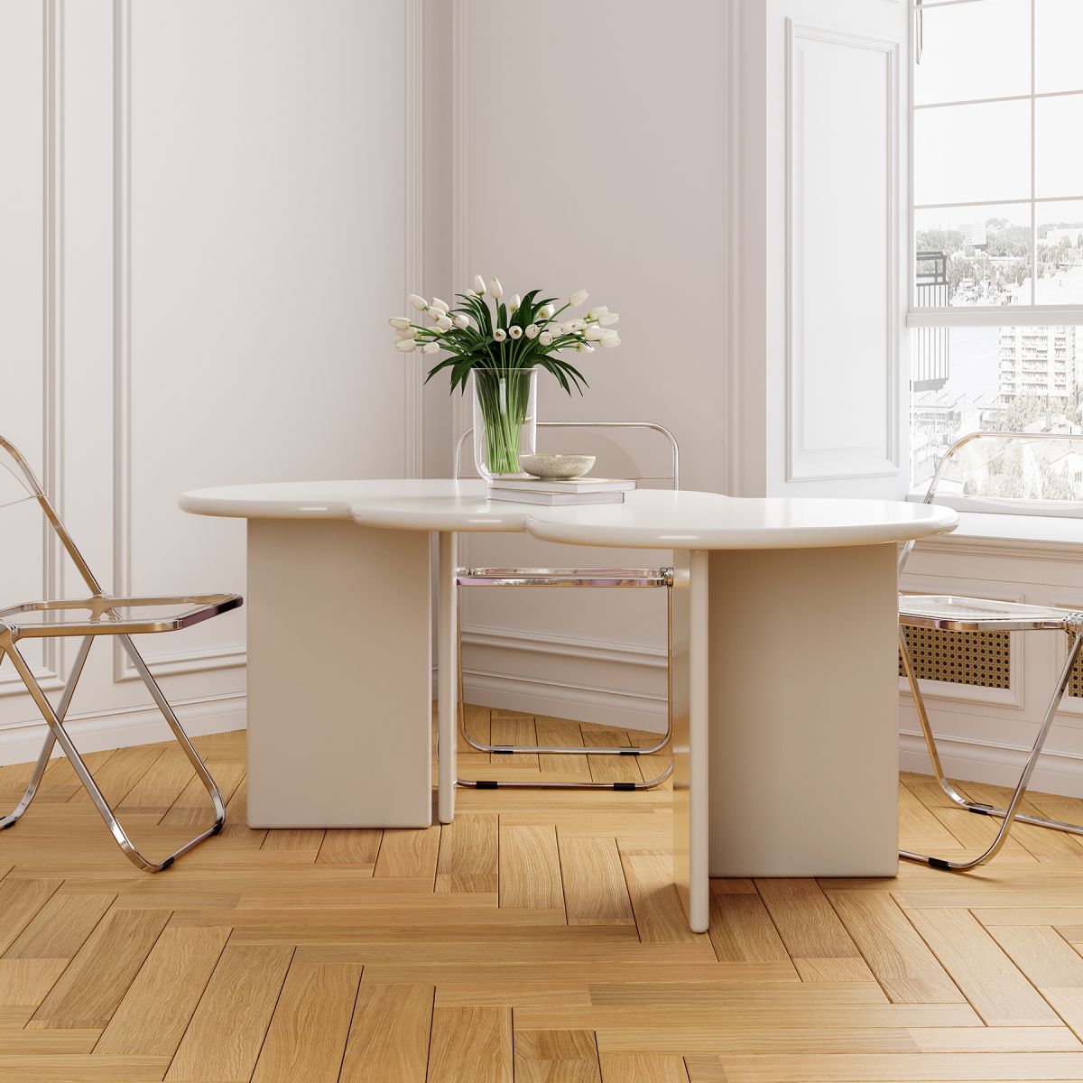 Free Form Solid Wood Dining Table Double Pedestal Furniture in Matte Finish Clearhalo 'Dining Tables & Seating' 'Dining Tables' 'dining_table' 'furn' 'furn_dining_table' 'Furniture' 'furniture_dining_table' 'Kitchen & Dining Furniture' 'kitchen' 'kitchen_dining_table' 1200x1200_934b572a-fe54-4e9f-a1a0-7b994d7a7945