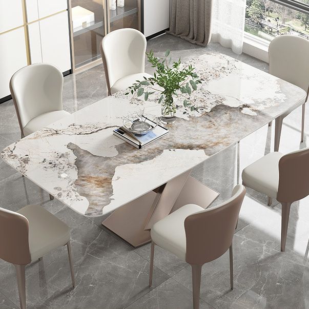 Nordic Sintered Stone Top Dining Set Rectangle 1/4/5/7 Pieces Dining Room Table Set