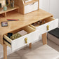 Modern 15.74" Wide Solid Wood Table Makeup Vanity with Mirror and Drawers