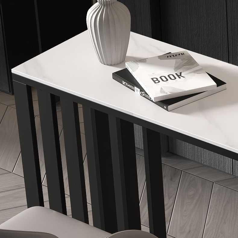 Tavolo da bistrot top di pietra rettangolare tavolo da pub moderno con base metallica