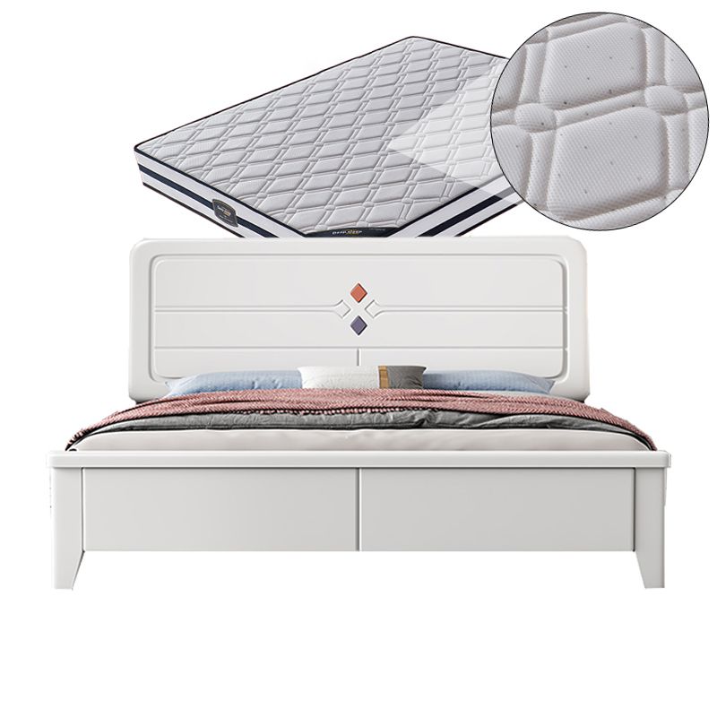 White Contemporary Panel Bed Solid Wood Bed Frame, 44.5" Tall Clearhalo 'Bedroom Furniture' 'Beds' 'furn' 'furn_beds' 'Furniture' 1200x1200_934ffb39-2567-481a-b4a8-f2c155ecf66d