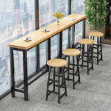 Contemporary Style Wood Counter Stool Backless Bar Stool with Metal Legs