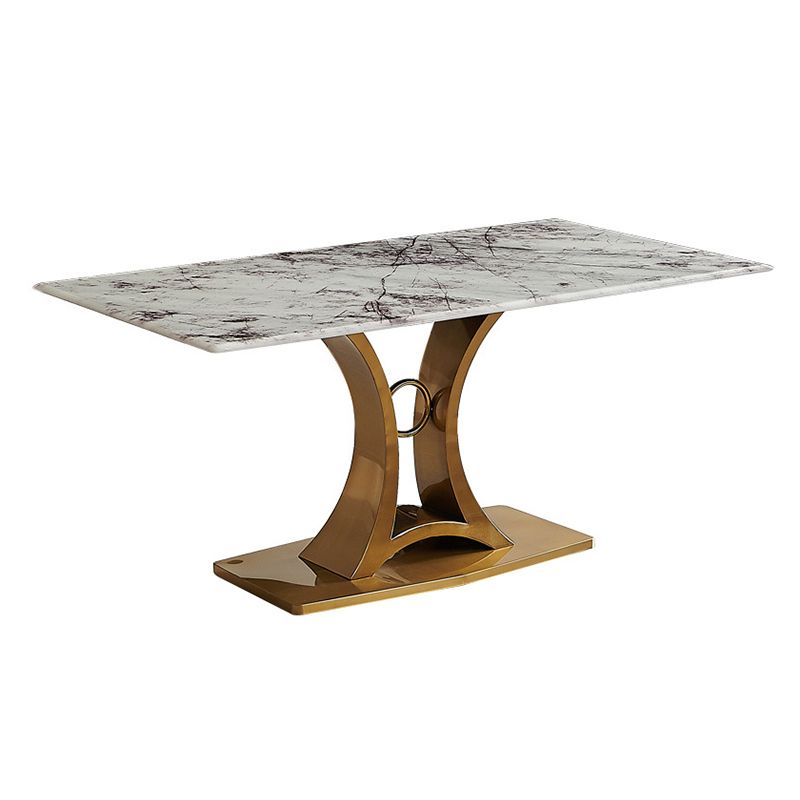 Glam Style Rectangle Table Sintered Stone Dining Table with Metal Legs Clearhalo 'Dining Tables & Seating' 'Dining Tables' 'dining_table' 'furn' 'furn_dining_table' 'Furniture' 'Kitchen & Dining Furniture' 1200x1200_93510a97-cd02-4682-a83b-1fdc41c3dd16