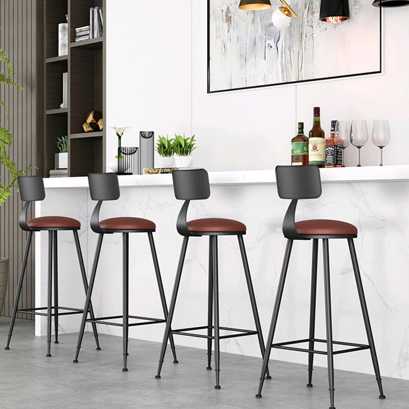 Modern Backrest Counter Stool Iron Bar Stool with Leather Cushion and Pedal for Cafe Clearhalo 'Bar Furniture' 'Bar Stools' 'bar_stools' 'furn' 'furn_bar_stools' 'Furniture' 'Kitchen & Dining Furniture' 1200x1200_93523641-7b0b-4390-ab19-86dc1b68267d