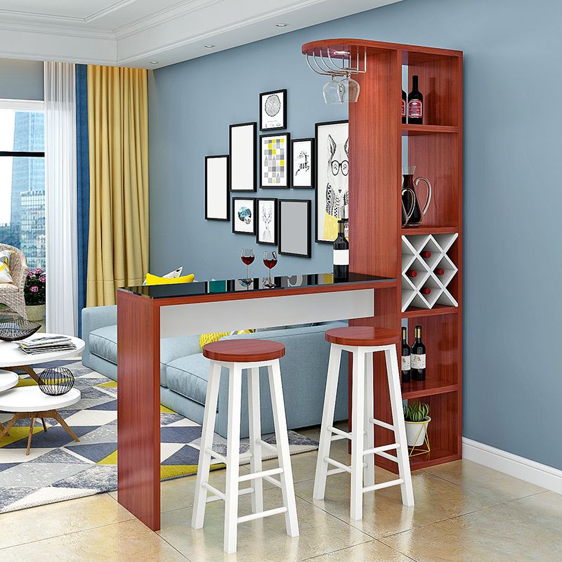 Manufactured Wood Bar Table with Storage Matte Finish Bistro Table for Small Places Clearhalo 'Bar Furniture' 'Bar Tables' 'bar_tables' 'furn' 'furn_bar_tables' 'Furniture' 'Kitchen & Dining Furniture' 1200x1200_9352a4bd-4497-48c4-b565-43161ad16292