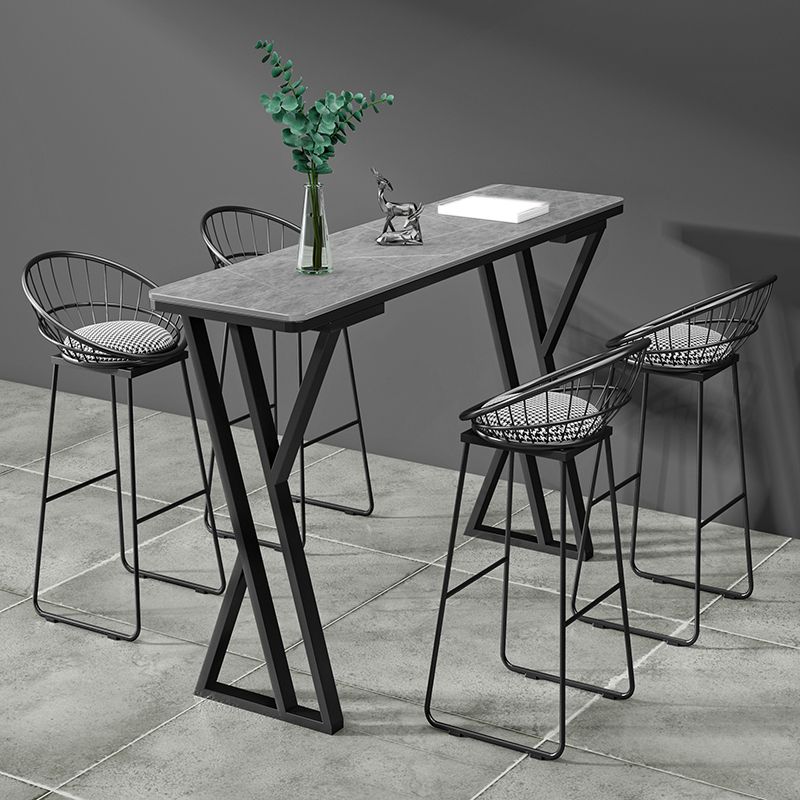 Matte Finish Stone Top Pub Table with Metal Base for Dining Room Clearhalo 'Bar Furniture' 'Bar Tables' 'bar_tables' 'furn' 'furn_bar_tables' 'Furniture' 'Kitchen & Dining Furniture' 1200x1200_9353b21c-1c89-4e2f-88b0-dc85d943bea3