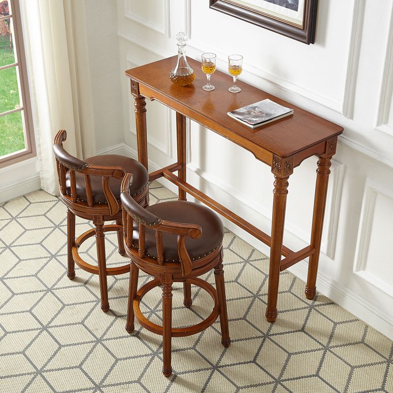 Modern Style Bar Table 1/3 Pieces Brown Colour Solid Wood Counter Table Clearhalo 'Bar Furniture' 'furn' 'furn_home_bar_bar_sets' 'Furniture' 'Home Bars & Bar Sets' 'home_bar_bar_sets' 'Kitchen & Dining Furniture' 1200x1200_9353e6ca-7ba8-4b6c-961b-082a59fbe078