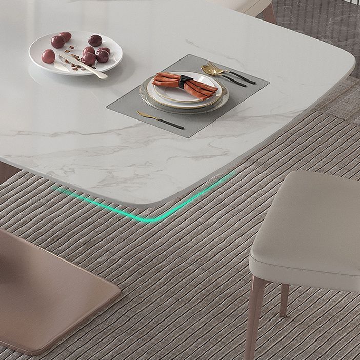 Modern 1/4/5/7 Pieces Silver Dining Table Set with Sintered Stone Top Scalable Dinette Set Clearhalo 'Dining Room Sets' 'Dining Tables & Seating' 'dining_room_set' 'furn' 'furn_dining_room_set' 'Furniture' 'furniture_dining_room_set' 'Kitchen & Dining Furniture' 1200x1200_93545989-9879-4a07-bc5b-3a4d88736dde