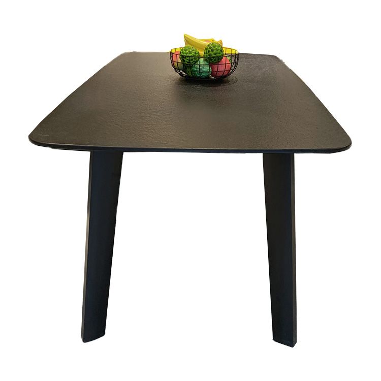 Modern Rectangle Stone Dining Table Wood Base for Dining Room