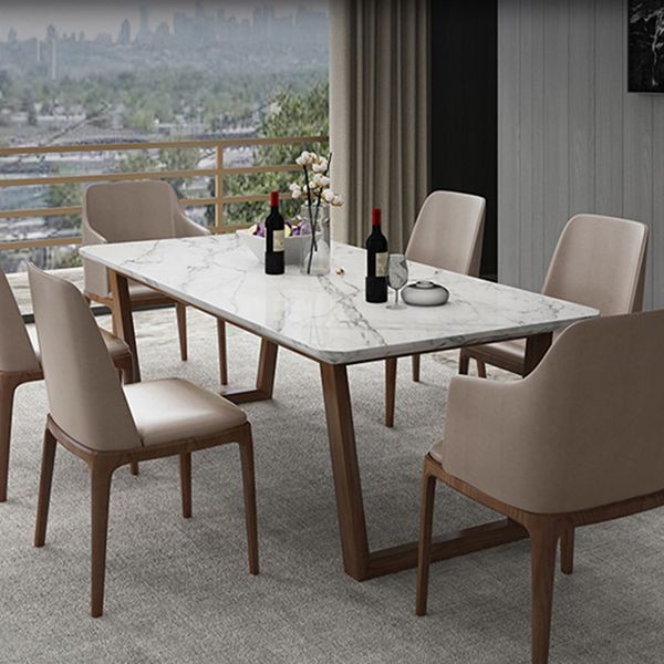 Industrial Stone Kitchen Dinner Table Rectangle Sled Base Dining Table Clearhalo 'Dining Tables & Seating' 'Dining Tables' 'dining_table' 'furn' 'furn_dining_table' 'Furniture' 'Kitchen & Dining Furniture' 1200x1200_9355fee0-7021-4f47-9417-dbf3375e15e0