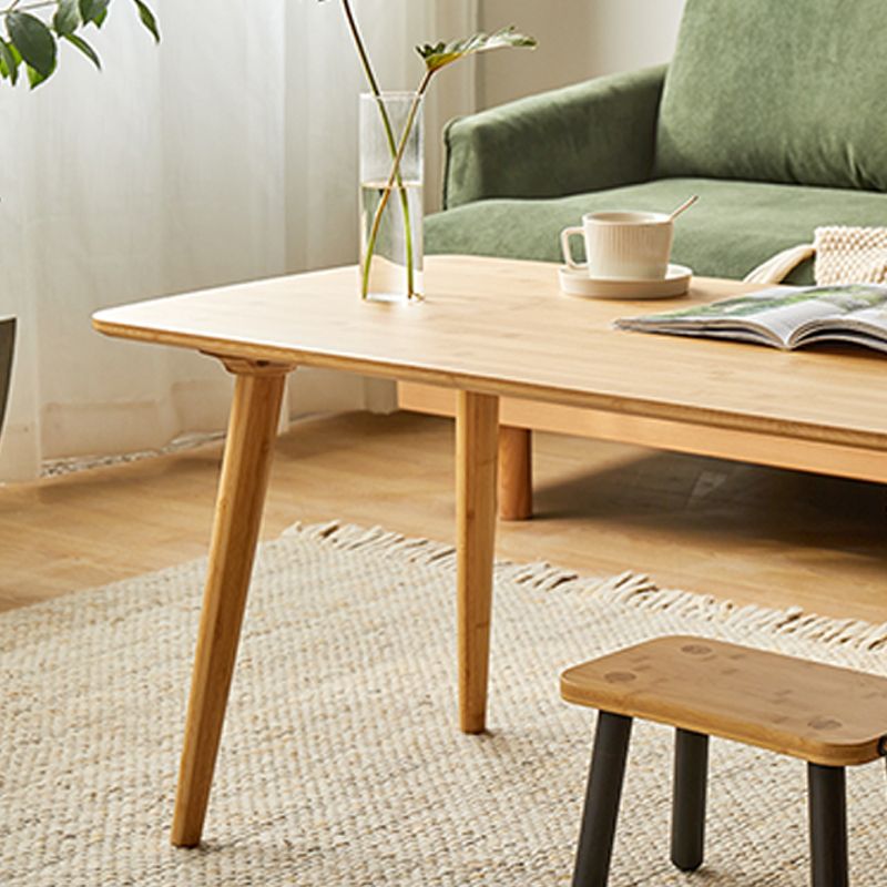 Nordic Simple 1 Single Coffee Table Rectangular Bamboo 4 Legs Cocktail Table