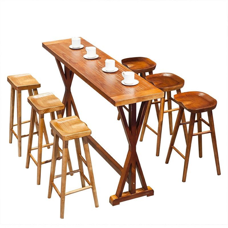 Modern Style Bistro Bar Table Rectangle Solid Wood Bar Table for Dining Room Clearhalo 'Bar Furniture' 'Bar Tables' 'bar_tables' 'furn' 'furn_bar_tables' 'Furniture' 'Kitchen & Dining Furniture' 1200x1200_9358603e-3514-4c2f-8ee7-36b37c8b8fab