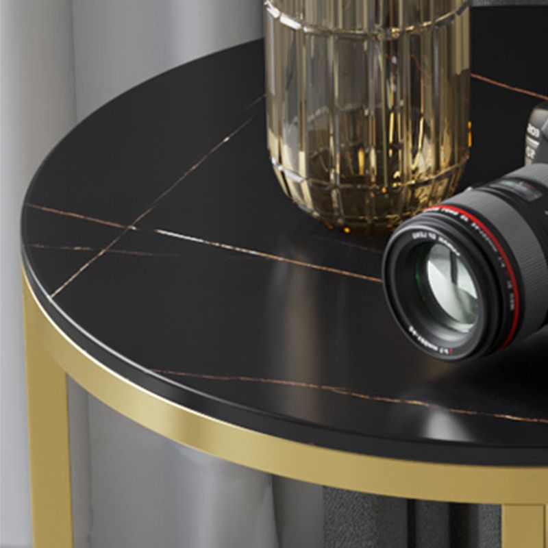 Metal Frame Side End Table Round Stone Top Side Table with Shelf Clearhalo 'Coffee & Accent Tables' 'End & Side Tables' 'end_side_tables' 'furn' 'furn_end_side_tables' 'Furniture' 'Living Room Furniture' 1200x1200_9358d3cb-f18d-4bf0-8c9a-5b7978a2aa8e