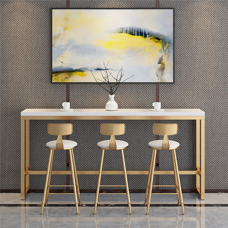 Glam Style Rectangle Bar Table Golden Base for Milk Tea Shop Clearhalo 'Bar Furniture' 'Bar Tables' 'bar_tables' 'furn' 'furn_bar_tables' 'Furniture' 'Kitchen & Dining Furniture' 1200x1200_935936c6-6df8-4306-b47a-73e8bdef38ec