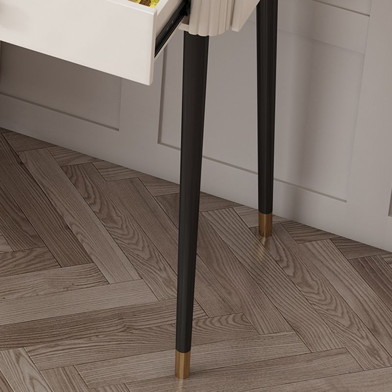 Contemporary Stone Vanity Dressing Table Set with Stool in White of 29.53" H