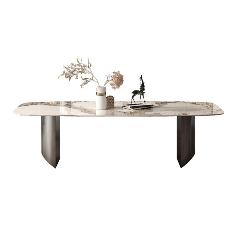 Modern Style Sintered Stone Dining Table Rectangle Table with Double Pedestal Clearhalo ' dining_table' 'Dining Tables & Seating' 'Dining Tables' 'furn' 'furn_dining_table' 'Furniture' 'furniture_dining_table' 'Kitchen & Dining Furniture' 'kitchen&dining_furn' 'kitchen' 'kitchen_dining_table' 1200x1200_9359f297-f3bd-4fe0-822b-23509e9a90a1
