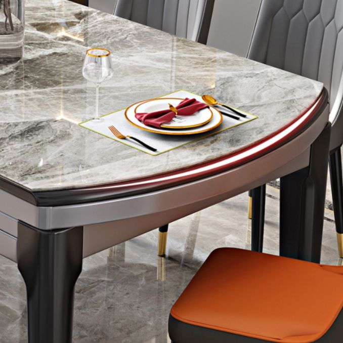 Table à manger en pierre évolutive moderne, pieds en bois de caoutchouc pour salle à manger