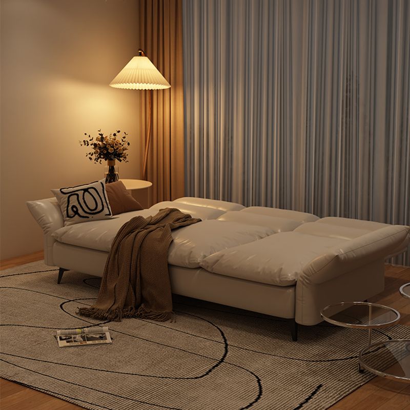 Modern Cotton Blend/Faux Leather Settee Flared Arm Biscuit Back Couch Clearhalo 'furn' 'furn_sofas' 'Furniture' 'furniture_sofas' 'Living Room Furniture' 'Sofa' 'sofas' 1200x1200_935b4058-fc7c-4921-bd2e-bb9d8859aef1