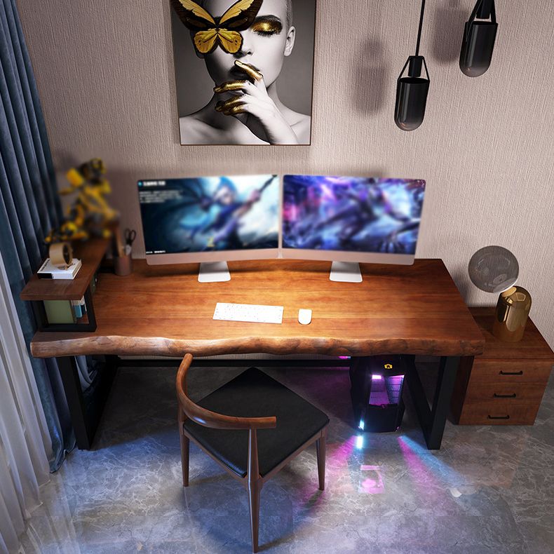 Brown Writing Desk Solid Wood Freeform Shape Home or Office Desk Clearhalo 'furn' 'furn_office_desk' 'Furniture' 'furniture_office_desk' 'Office Desks' 'Office Furniture' 'office_desk' 1200x1200_935be90f-e1cd-4e54-9dea-5fec3a213d6c