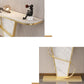 Glam Stone Console Sofa Table Half Moon Metal End Table for Hall Clearhalo 'Console Tables' 'console_tables' 'Entry & Mudroom Furniture' 'furn' 'furn_console_tables' 'Furniture' 1200x1200_935ceeed-7830-48ff-bd17-04cdb3c94f63