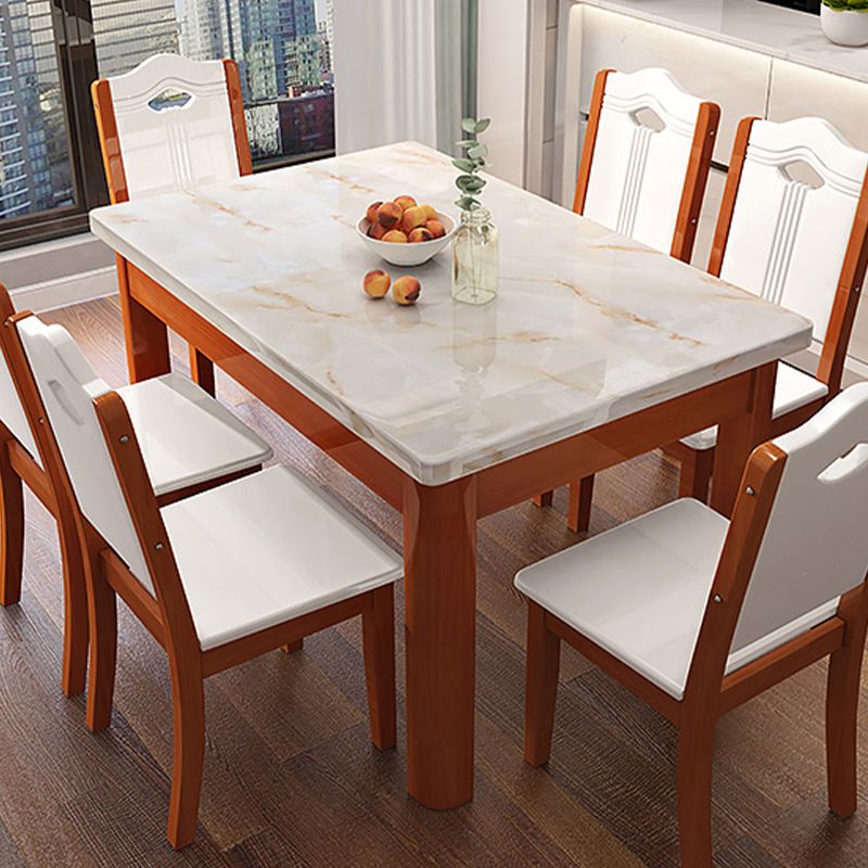 Tavolo da pranzo rettangolare Tavolo da cucina per sala da pranzo con base in legno massello
